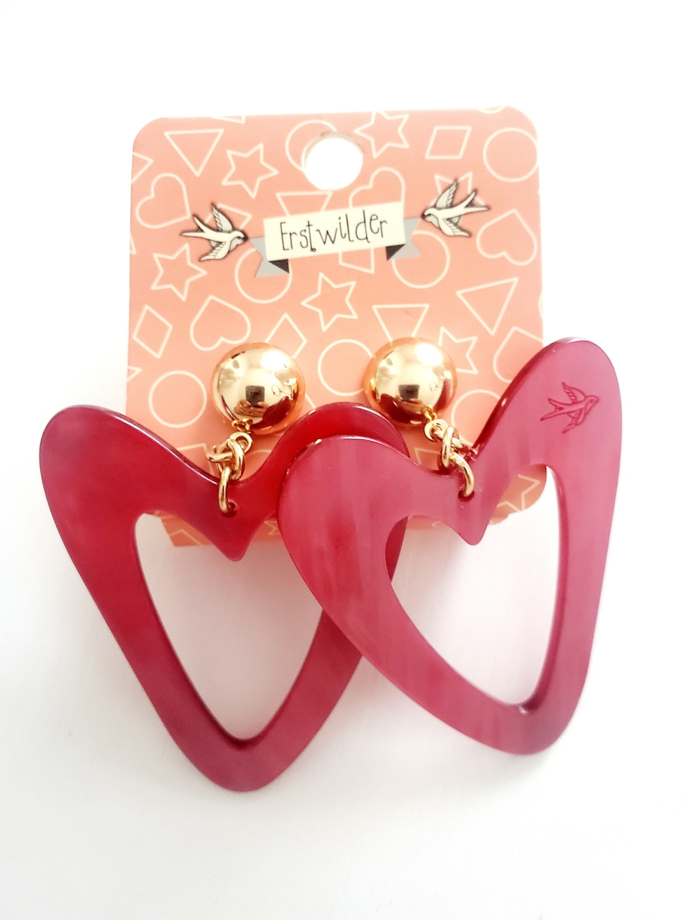 Erstwilder Deep Red Heart Cutout Dangle Earrings